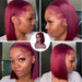 Dark Red 99j Short Bob Wig Human Hair Full Frontal Blunt Cut