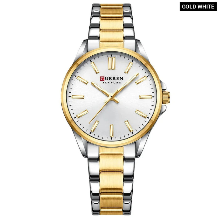 Simple Elegant Stainless Steel Quartz Wristwatches With Luminous Hands For Women