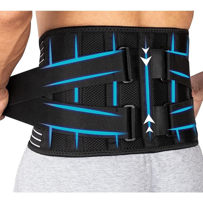 Waist Support Compression Lumbar Back Brace with 7 Stays & Dual Adjustable Straps for Men Women