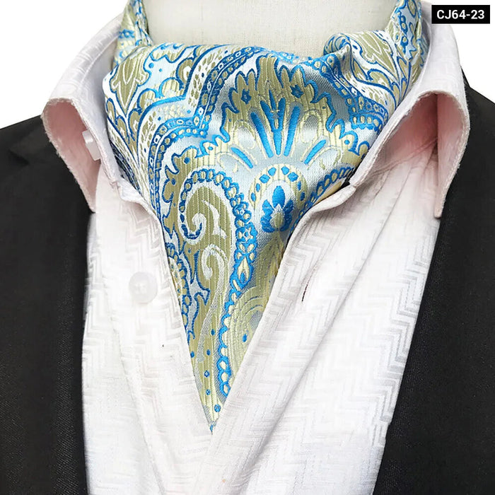 British Gentleman Tie Set Jacquard Paisley Cashew Cravat Ascot Scrunch For Weddings