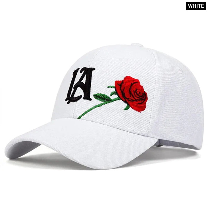 Adjustable Rose Embroidered Baseball Cap / Hat For Outdoor Wear