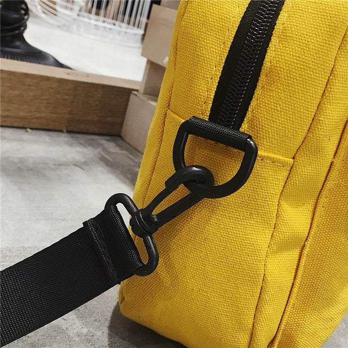 Yellow One Shoulder Crossbody Bag Casual Fashion Women Canvas Letter Bag