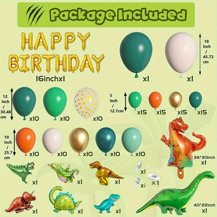 154 Pcs Jungle Animal Themed Balloon Decorations Tyrannosaurus Rex Birthday Outdoor Scene Decoration Anniversary Commemoration