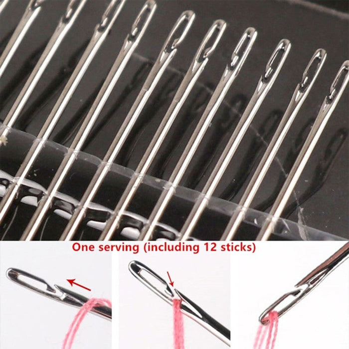 12/24/36Pcs Blind Needles Sewing Stainless Steel Elderly Needle Side Holes No Need For Threading Manual Household Diy Jewelry
