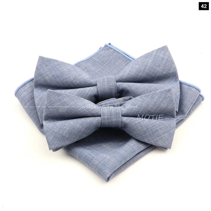 Design Cotton Handkerchief Set Adult And Kids Butterfly Bowtie Cufflink Brooch Party Suit Accessories