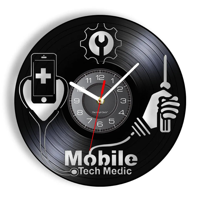 Mobile Tech Repair Shop Vinyl Wall Clock