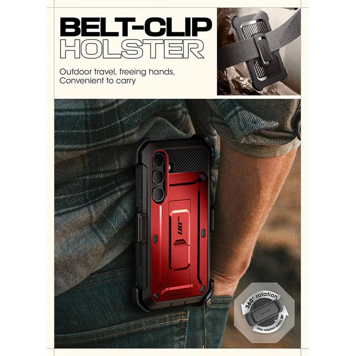 For Samsung Galaxy S24 6.2" Ub Pro Full-Body Dual Layer Rugged Belt-Clip Case With Built-In Screen Protector