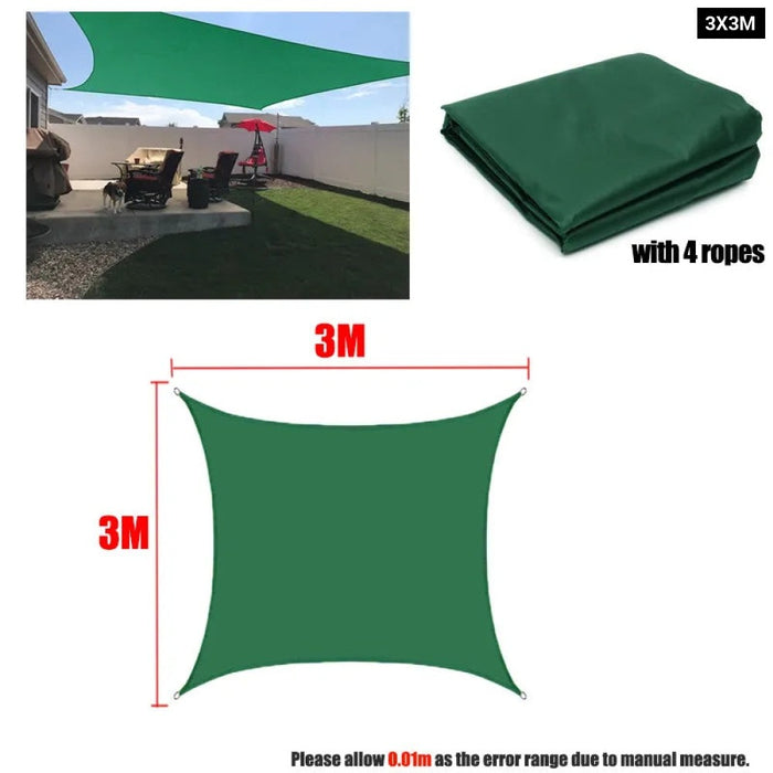 Darkgreen 420D Waterproof Shade Sail Square Rectangle Sunshade Garden Terrace Canopy Swimming Sunshade Awning