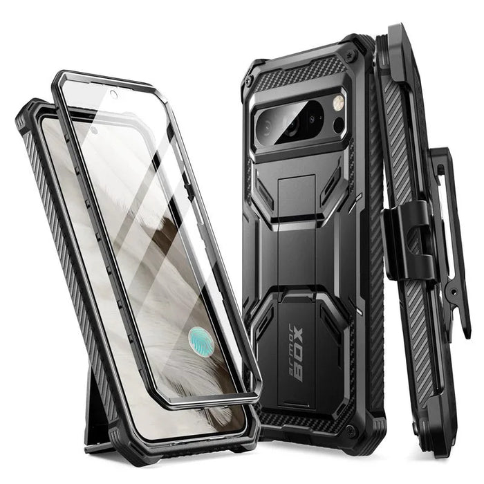 For Google Pixel 8 Pro Armorbox Full-Body Rugged Anti-Slip Bumper Case With Built-In Screen Protector & Kickstand