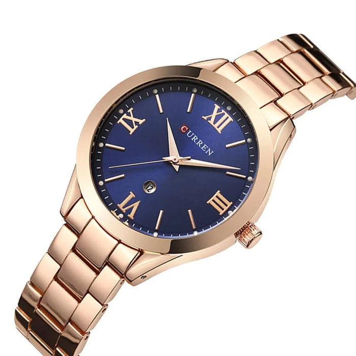 Stainless Steel Dress Women Watches Calendar Analog Quartz Female Clock