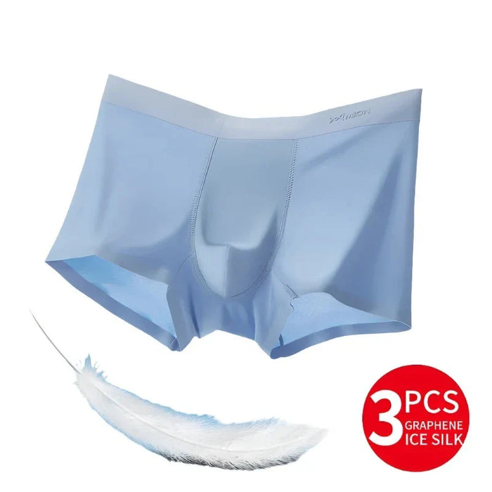 3 Piece Ultra Thin Ice Silk Mens Boxer Shorts