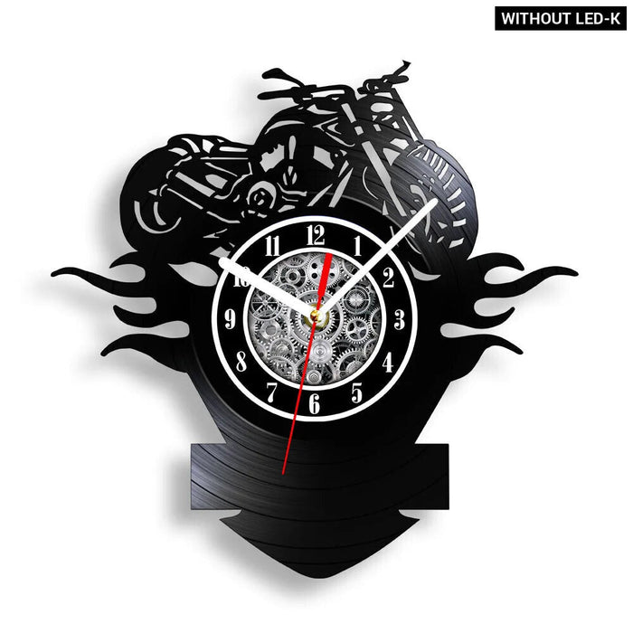 Retro Motorcycle Vinyl Record Wall Clock