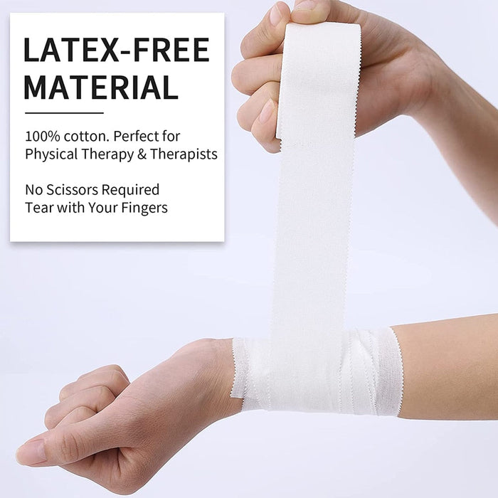 1 Roll White Cotton Non Sticky Residue Easy To Tear Athletic Tape For Injury Strain Knee Wrist