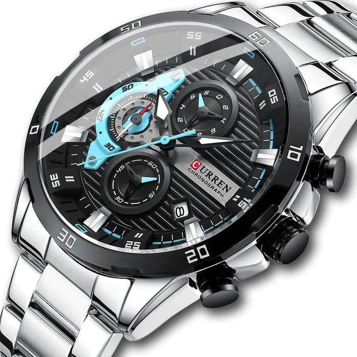 Casual Stainless Steel Luminous Dial With Chronograph Wristwatches For Mens