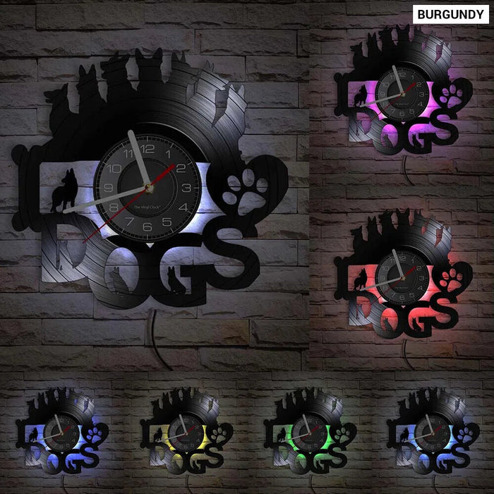 Dog Lovers Vinyl Record Wall Clock