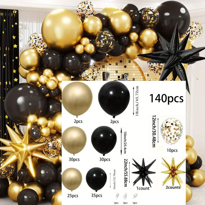 140Pcs Golden Balloon Wreath Arch Set Graduation Birthday Party Anniversary Business Celebration Spring / Summer Decoration
