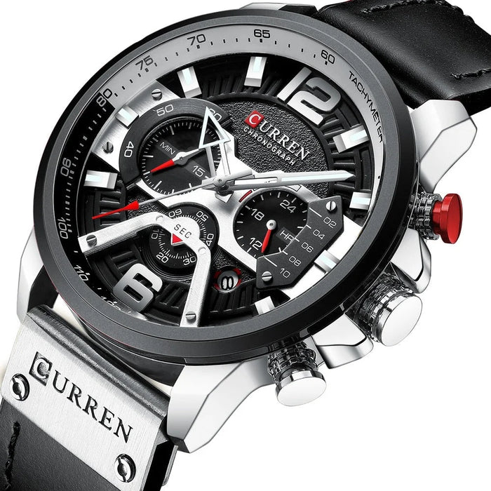 Stainless Steel Waterproof Military Chronograph Sport Quartz Wristwatch For Men