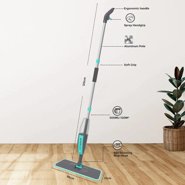 360° Rotating Multifunctional Spray Floor Mop With Reusable Microfiber Pads For Home Cleaning