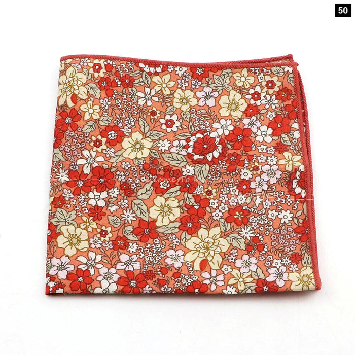 Floral Pocket Square For Men Classic White Cotton Handkerchief For Weddings And Daily Wear