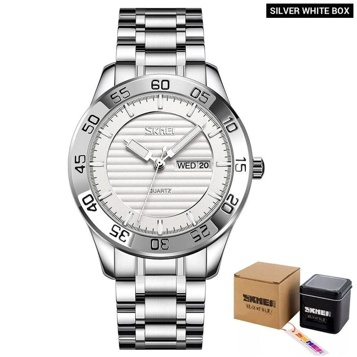 Men's Stainless Steel Band Analog Display Quartz 3ATM 30M Water Resistant Wristwatch