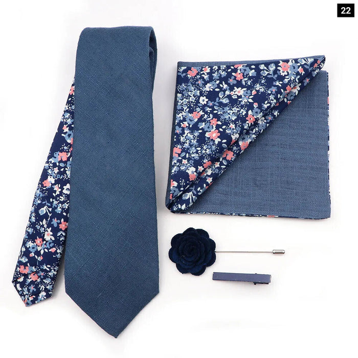 Floral Plaid Cotton Tie Set For Parties And Daily Wear