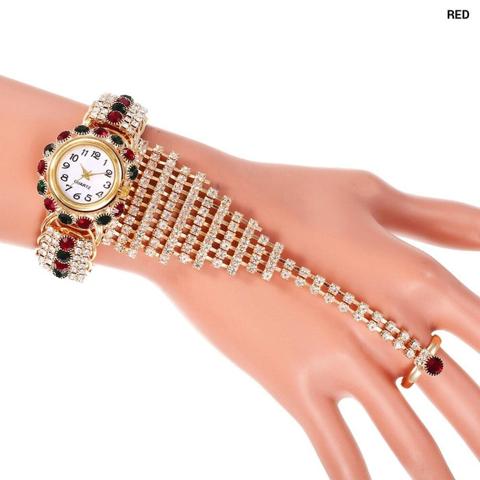 Luxury Women Bracelet Quartz Watches For Women Diamond Watch Ladies Sports Dress Red Dial Wrist Watch Clock