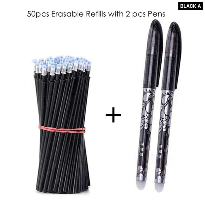 52 Pieces Gel Pen Set 0.5Mm Blue Black Erasable Refills Washable Handle