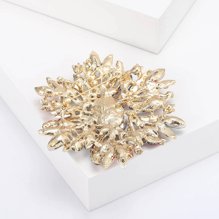 Luxury Women Brooch Sparkling Glass Big Flowers Pin In 6