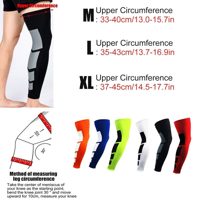 Anti-slip Calf & Shin Splint Sports Compression Long Leg Sleeves For Cycling Running