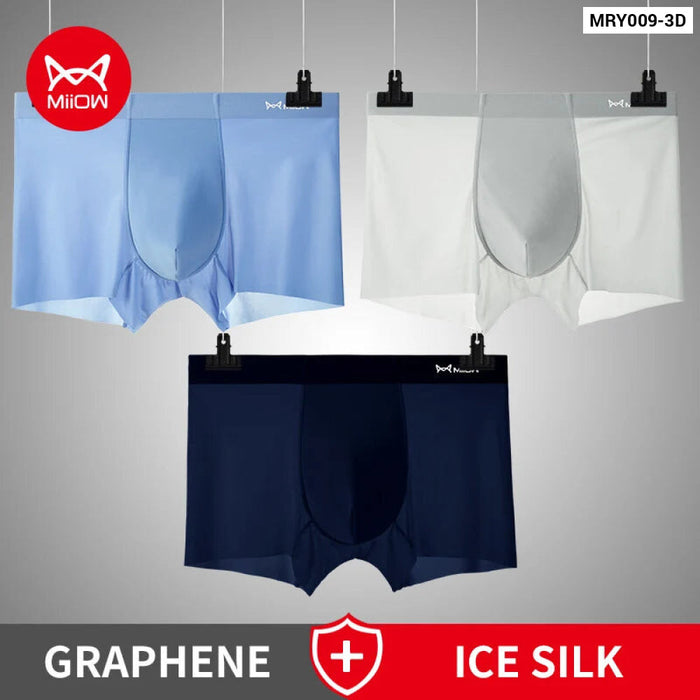 3 Piece Ultra Thin Ice Silk Mens Boxer Shorts