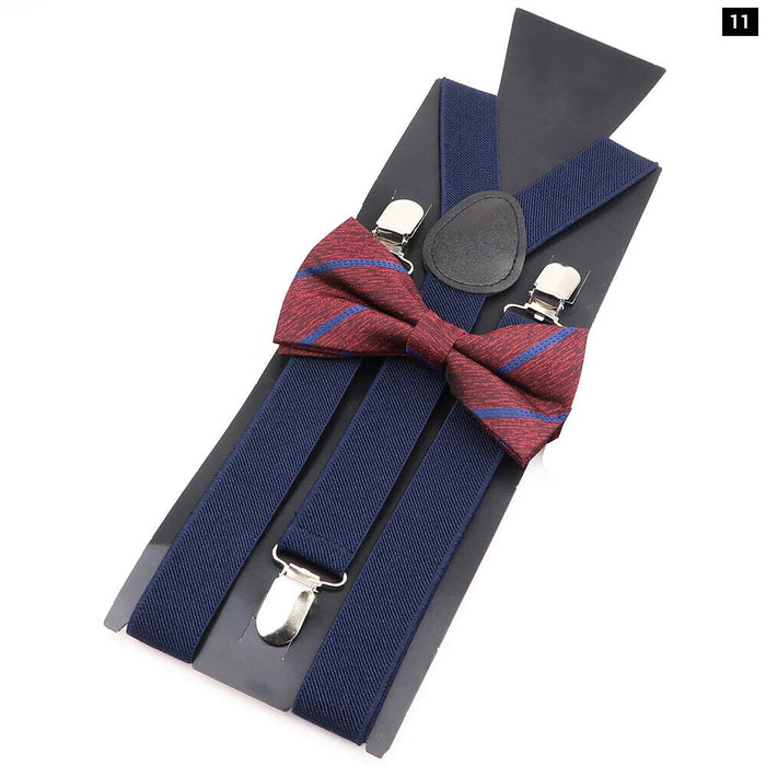 Plaid Bowtie Suspenders Set For Weddings