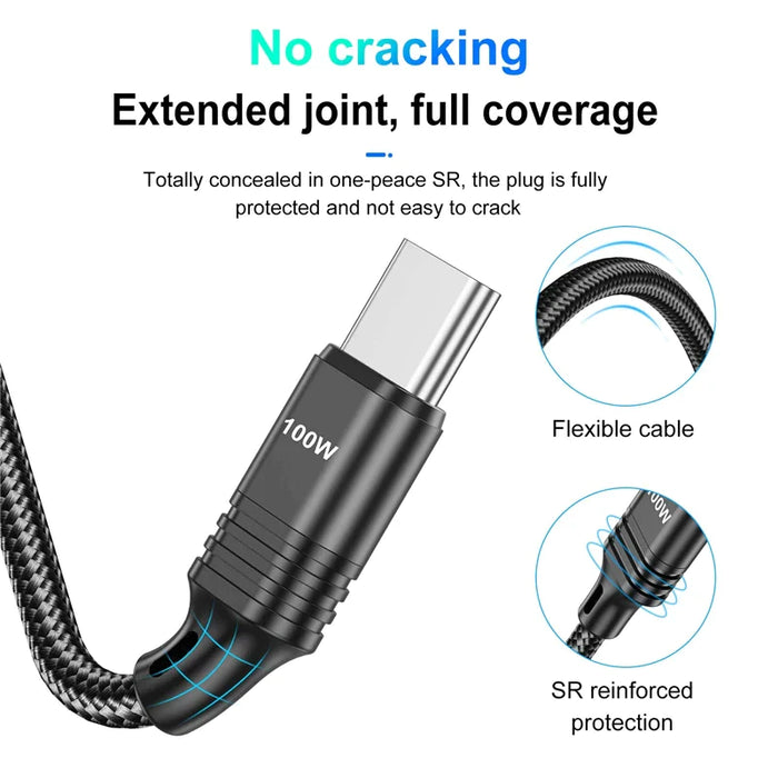 100W Usb C Fast Charging Cable For Macbook Pro Samsung Xiaomi