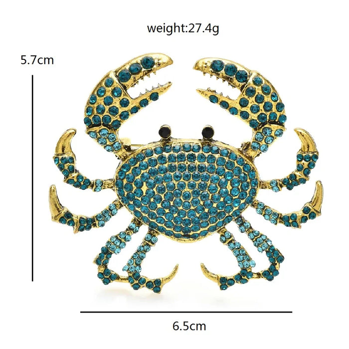 Rhinestone Crab Brooch Luxury Sea Animal Pin