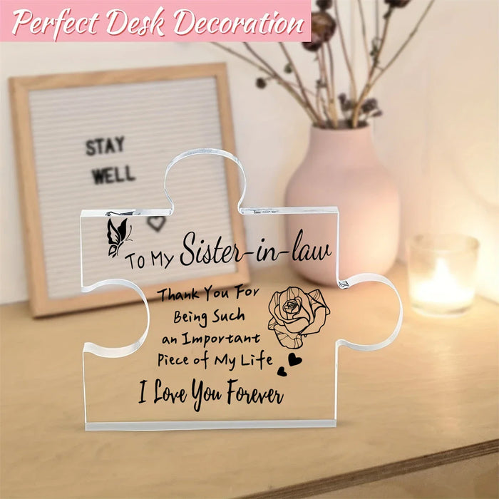 Acrylic Puzzle Plaque For Sister In Law Christmas Desk Decor