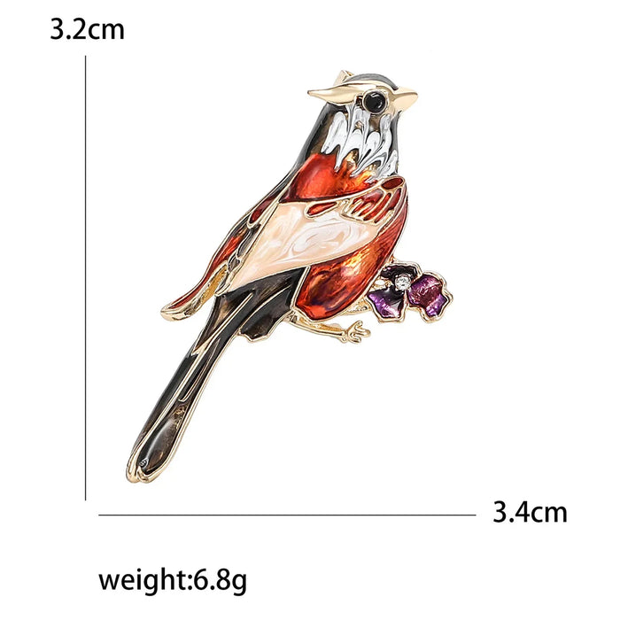 Enamel Pin 2 Colour Thrush Birds Lapel Pin For Clothing