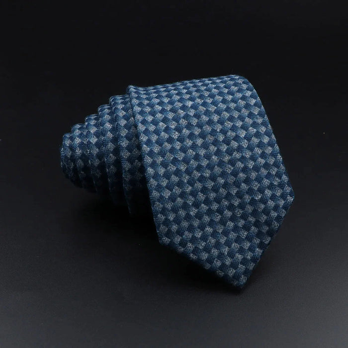 Handmade Mens Plaid Tie Black Grey Red Cotton Wool Wedding Business Party Gift Accessory