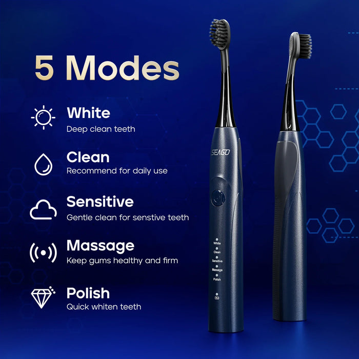 Kids Sonic Toothbrush 8 Brush Heads 5 Modes Smart Timer