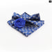 Blue Paisley Bowtie Set Polyester Skinny Pocket Square