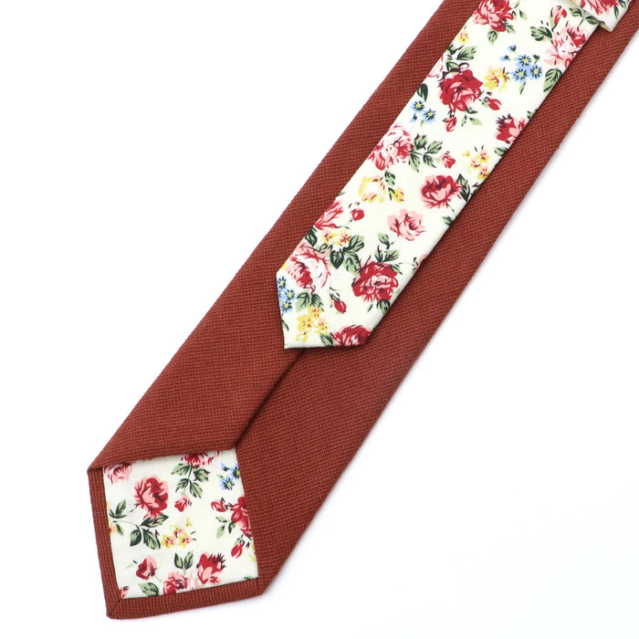 Colourful Two-Sided Floral Cotton Tie For Weddings And Parties