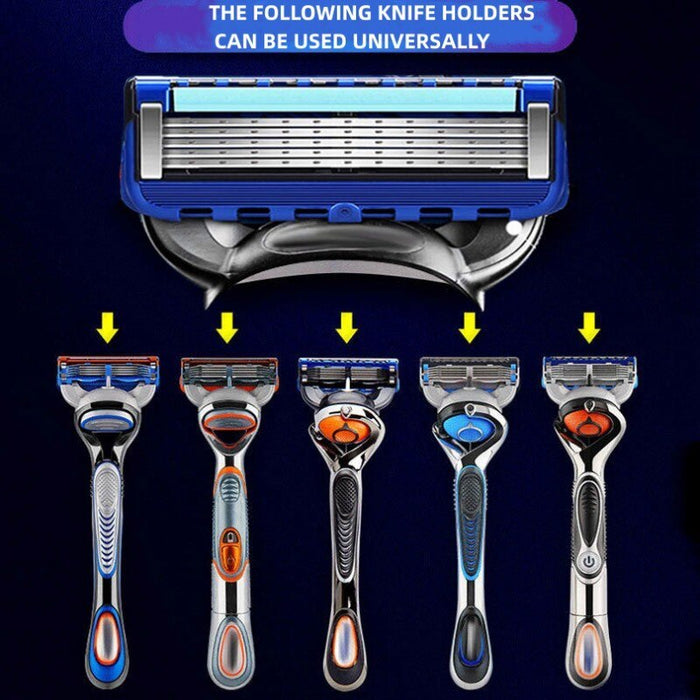 Manual Shaving For Men Replace Head Five Layer Blade Eight Comfortable Shaving Blades The Latest Blue No Skin Damage Uncharged