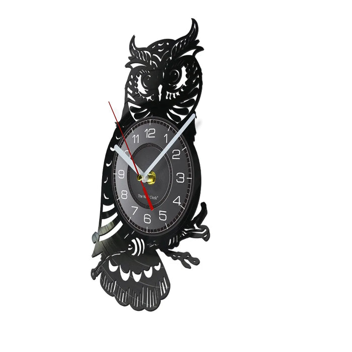 Vinyl Record Clock Eagle Owl Wall Art