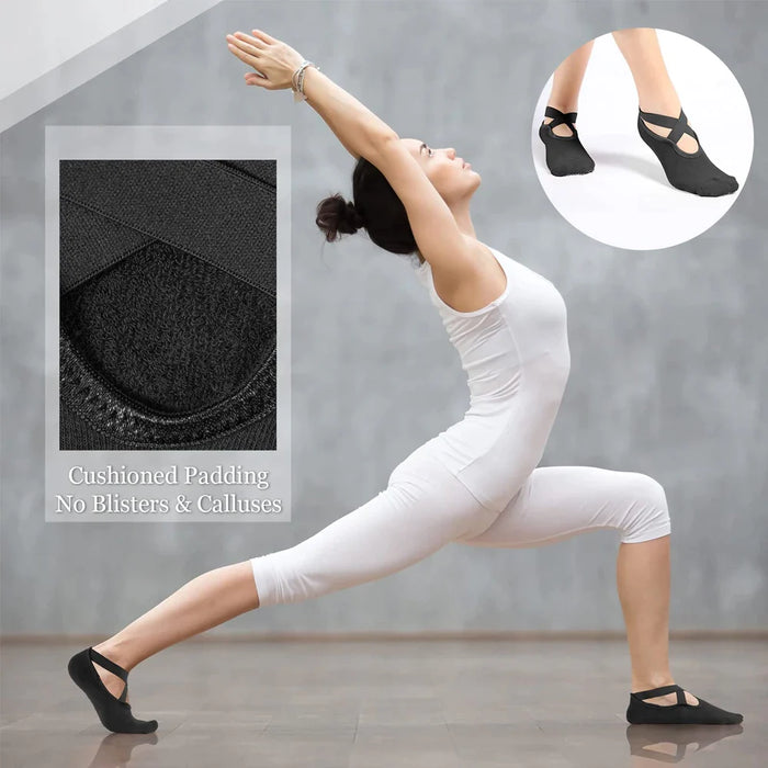 1 Pair Non-slip Grips & Straps Yoga Socks For Women Pilates