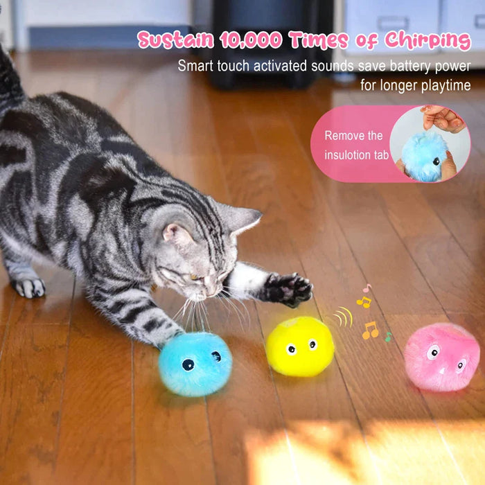 Fluffy Cat Ball Interactive Kitten Toy With Lifelike Sounds