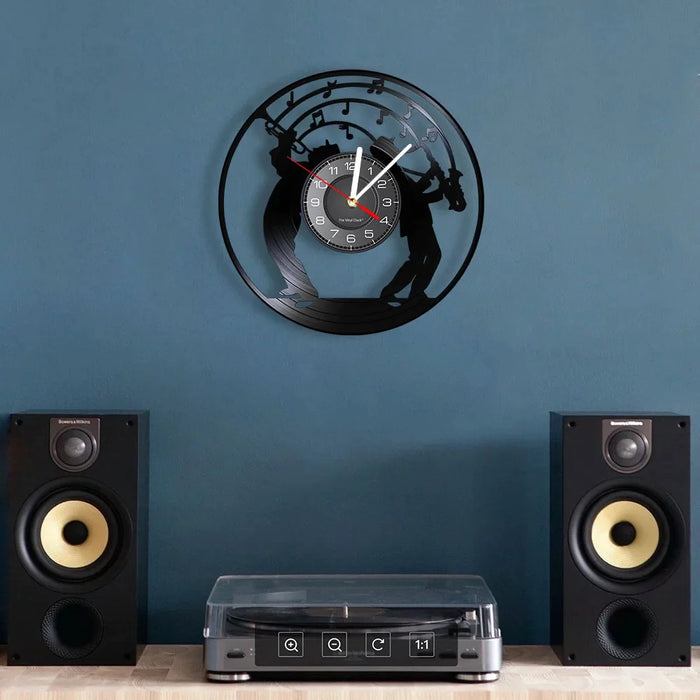 Silent Saxophone Vinyl Record Wall Clock