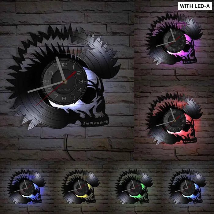 Skull Heads Vinyl Record Wall Clock