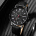 4pcs Black Round Quartz Watch With Pu Leather Bracelet Men