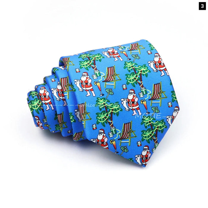 Christmas Necktie Santa Claus Green Tree Tie For Parties And Gifts