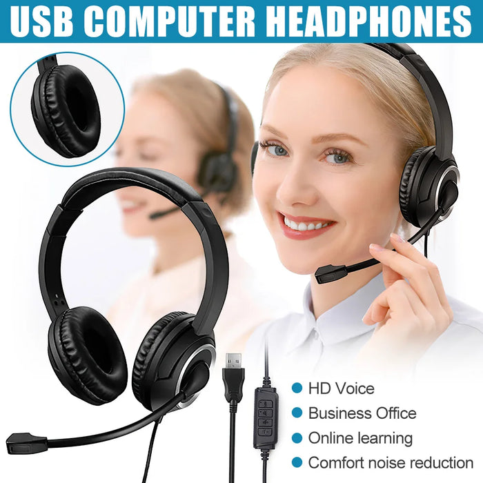 USB Headset with Mic for Pc/laptop Noise Cancelling