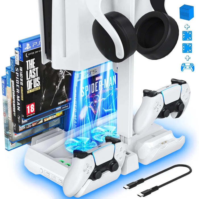 Vertical Cooling Stand Dual Charger 12 Game Slots For Ps5