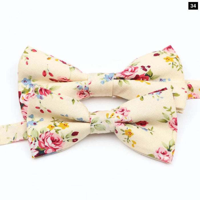 Colourful Floral Bow Ties Fashionable Cotton For Weddings And Parties